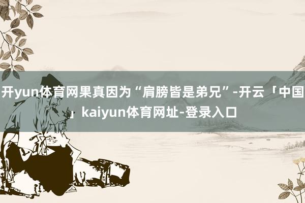 开yun体育网果真因为“肩膀皆是弟兄”-开云「中国」kaiyun体育网址-登录入口
