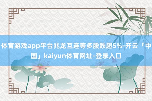 体育游戏app平台兆龙互连等多股跌超5%-开云「中国」kaiyun体育网址-登录入口