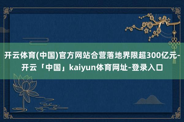 开云体育(中国)官方网站合营落地界限超300亿元-开云「中国」kaiyun体育网址-登录入口